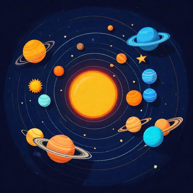 太陽と惑星のサークル 惑星と書かれています