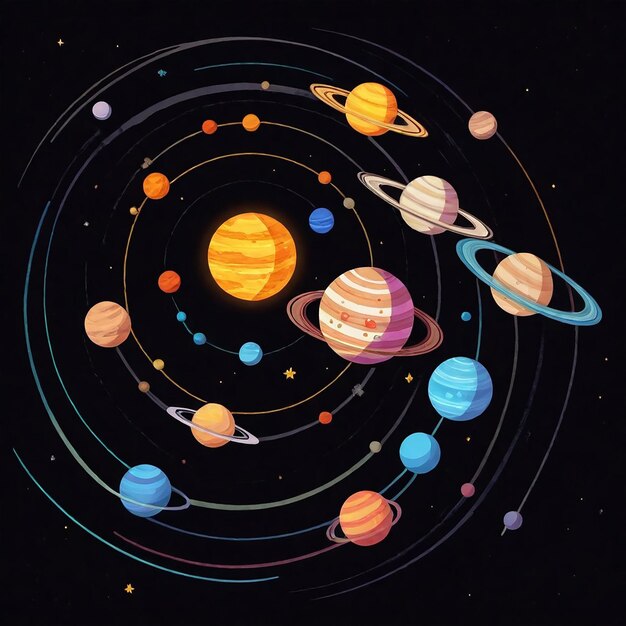 中央に惑星と書かれた惑星の円