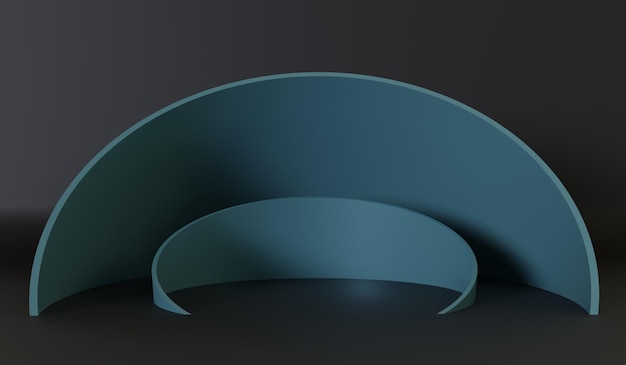 Circle podium background curves circles lines 3D illustration