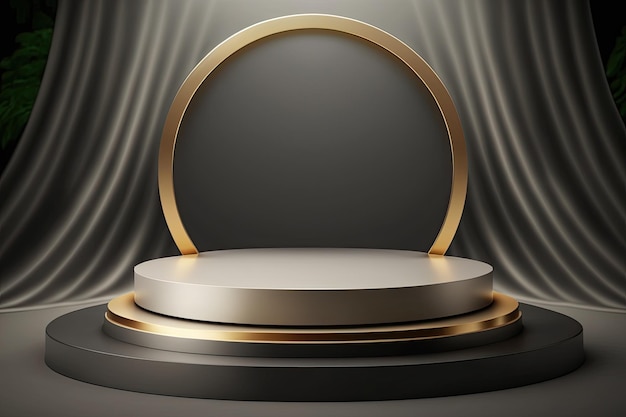 Circle podium stage platform luxury gold product placement display Made with Generative AI