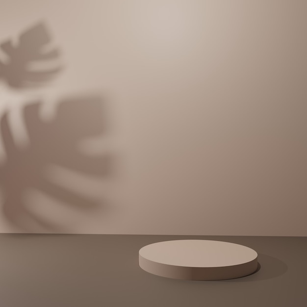 Circle podium with leaf shadow background