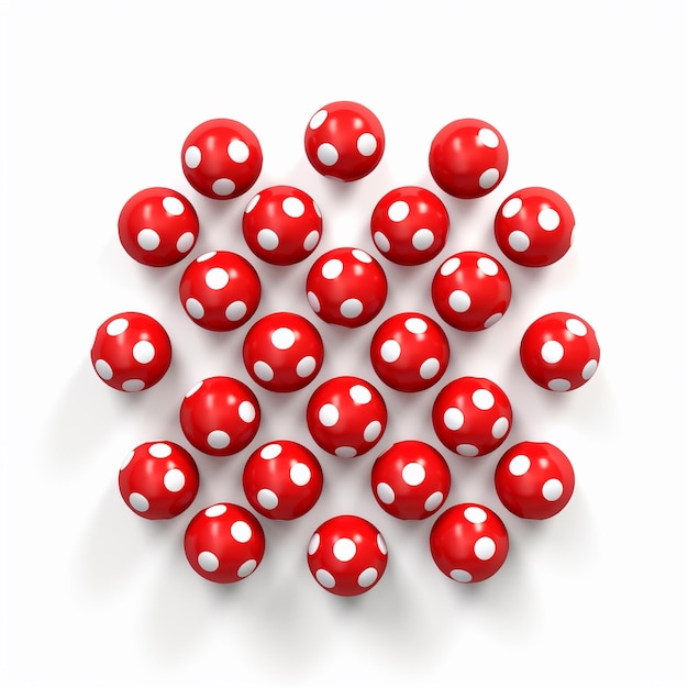 a circle of red balls with white dots and dots on them.