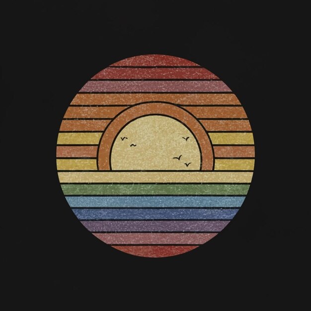 Foto circle regenboog zonsondergang vintage shirt foto