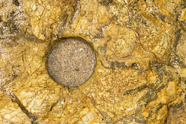 Photo a circle in the rocks of the beach