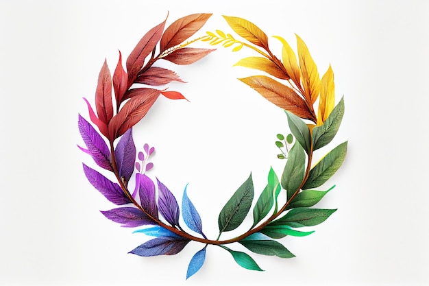 Photo circle of season rainbow leaf generate ai