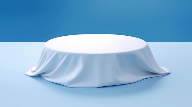 Circle shaped white podium for products