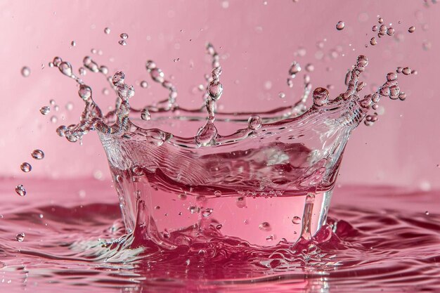 ジュースまたはピンク色の水のサークルスプラッシュ