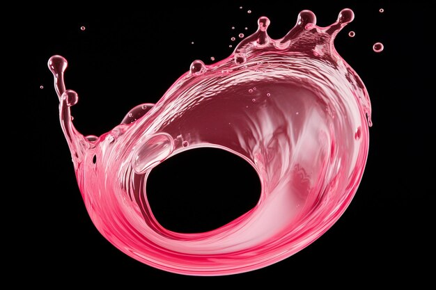 사진 주스 또는 분홍색 물의 원 스프레이