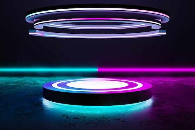 Circle stage with neon light