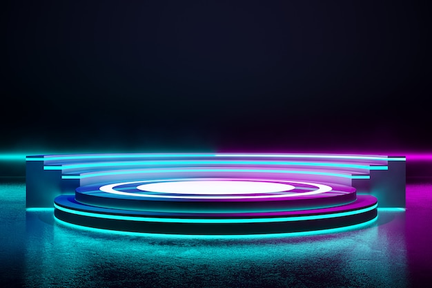 Circle stage with neon light