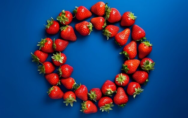 A circle of strawberries is arranged in a circle