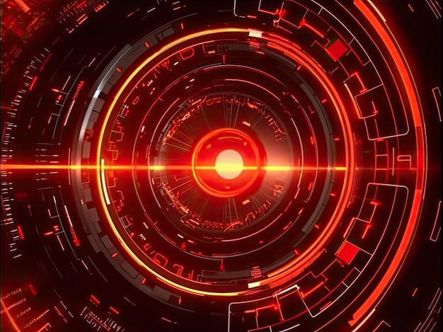 Circle technology portal red artificial circular futuristic space illustration generative aixa