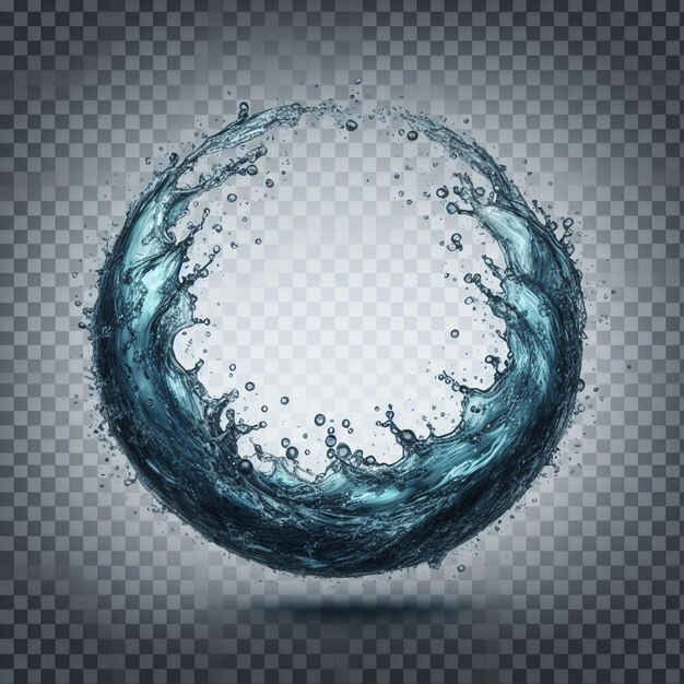 Circle water splash over transparent background