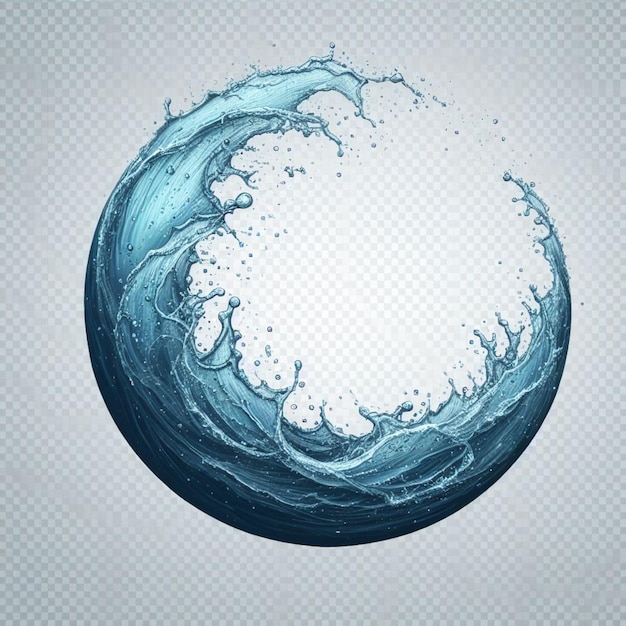 Circle water splash over transparent background