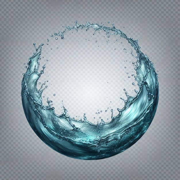 Circle water splash over transparent background