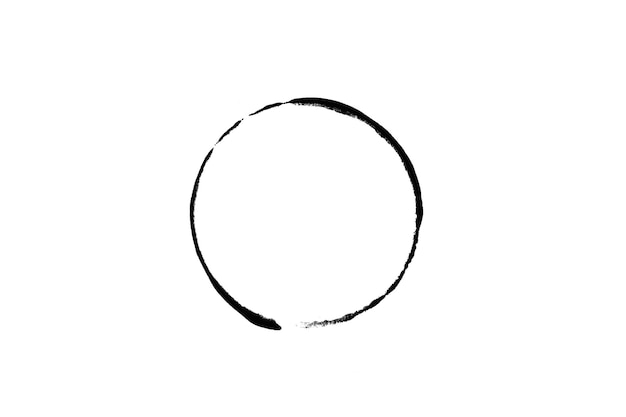 Circle with black stroke of paint isolated on white background