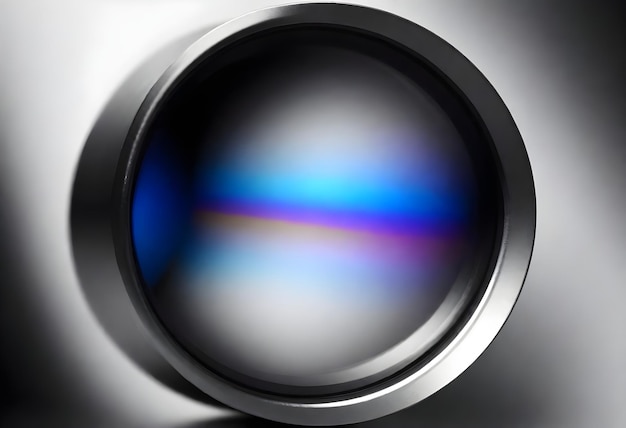 Foto un cerchio con un riflesso blu e rosso è mostrato al centro