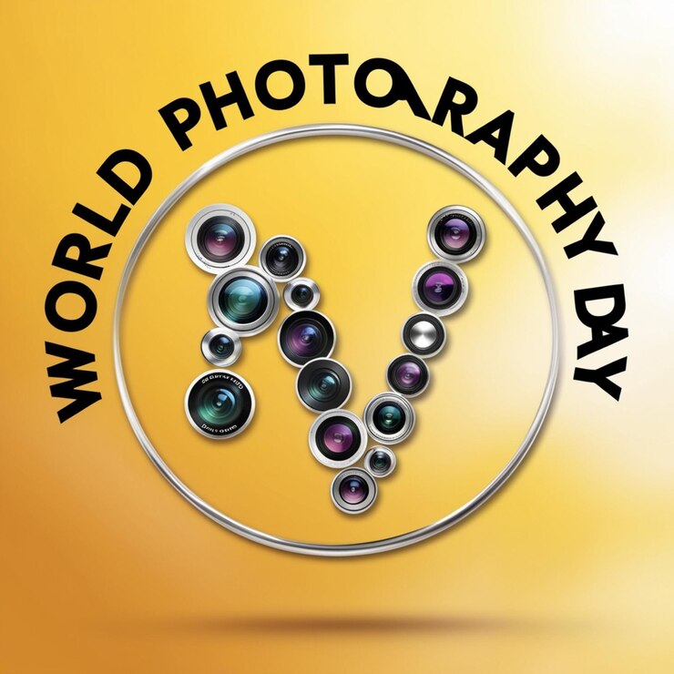 Photo a circle with a circle of water droplets that says world photography day photo