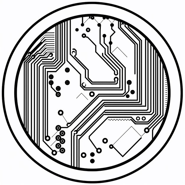 Photo a circle with a circuit board that says  circuit