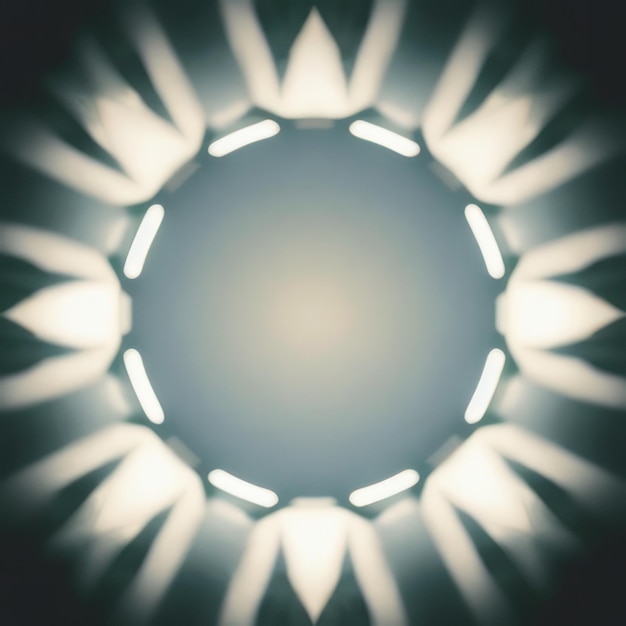 A circle with lights on it is illuminated with a white border.