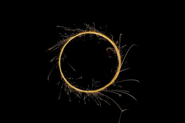 Circle with sparks on a black background