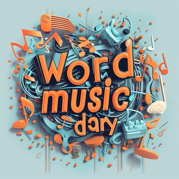 a circle of word music day illustration