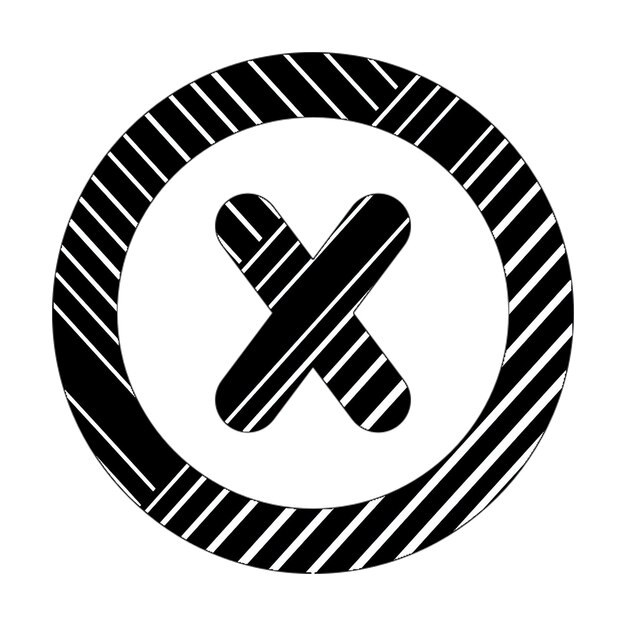 circle x icon black white diagonal lines