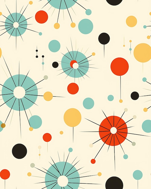 Circles Stars and Dots A Retro Futurist Pattern