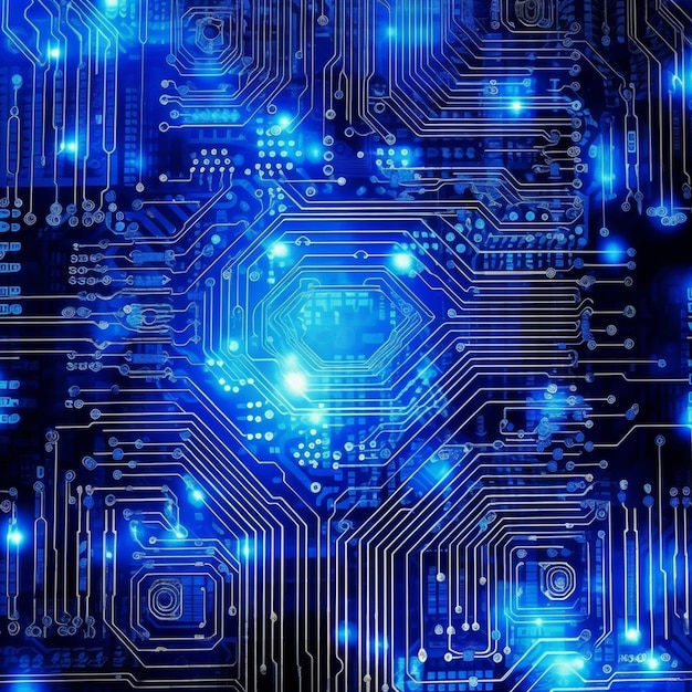 Circuit background cyber blue color