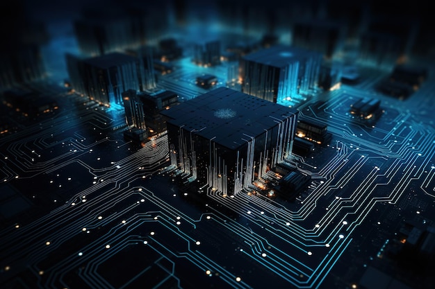 Circuit board achtergrond met abstracte technologie chip processor centrale computer processors CPU concept moederbord digitale chip technologie wetenschap achtergrond