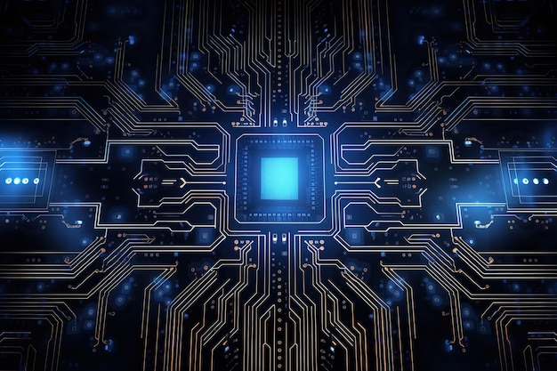 Circuit board background with abstract technology chip processor Central Computer Processors CPU concept Motherboard digital chip Technology science background