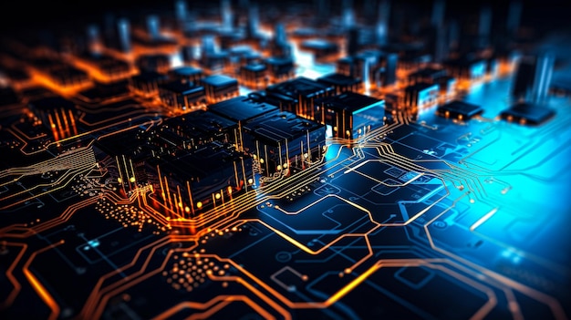 Circuit board closeup image generative AI