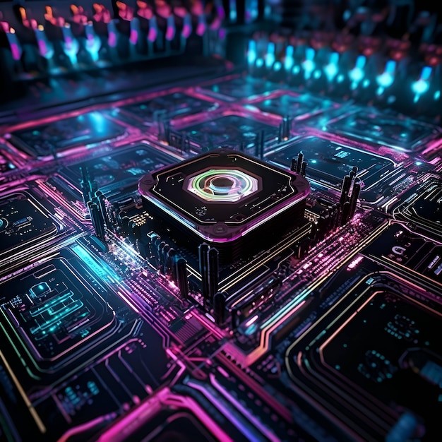 Circuit board Electronic computer hardware technology Motherboard digital chip 3d rendering