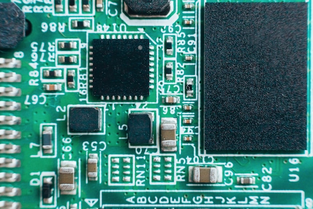 Riparazione del circuito. hardware moderno tecnologia elettronica. chip di personal computer digitale della scheda madre. tech science wall. processore di comunicazione integrato. componente di ingegneria dell'informazione