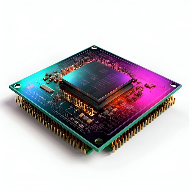 Circuit board on a white background 3d rendering Computer digital drawing