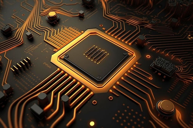 Circuit board with chip AI technology generated image