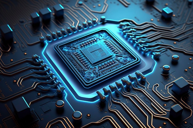 Circuit board with chip AI technology generated image