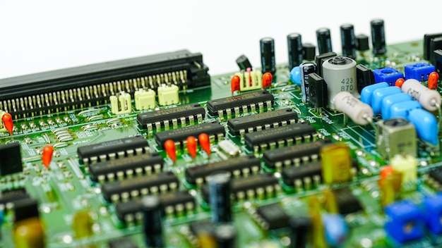 circuit motherboard detail electronic componentsMicro chips capacitors or resistorst echnology