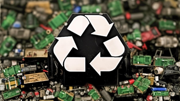 Photo circuit to recycle recycle icon recycling and responsible disposal of computer parts generative ai