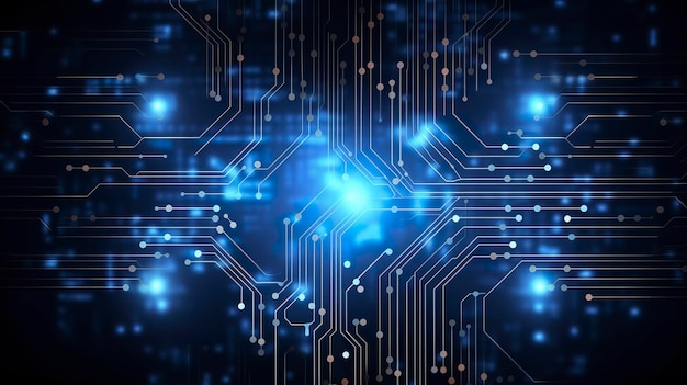 Circuit technology background with hitech digital data connection system and computer electronic design generat ai