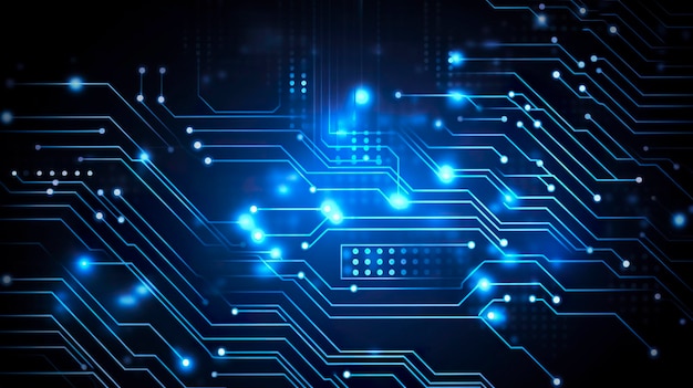 Circuit technology background with hitech digital data connection system and computer electronic design generat ai