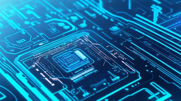 Circuitry Dreams Vector Abstract of Futuristic Circuit Board and Merging Mechanisms