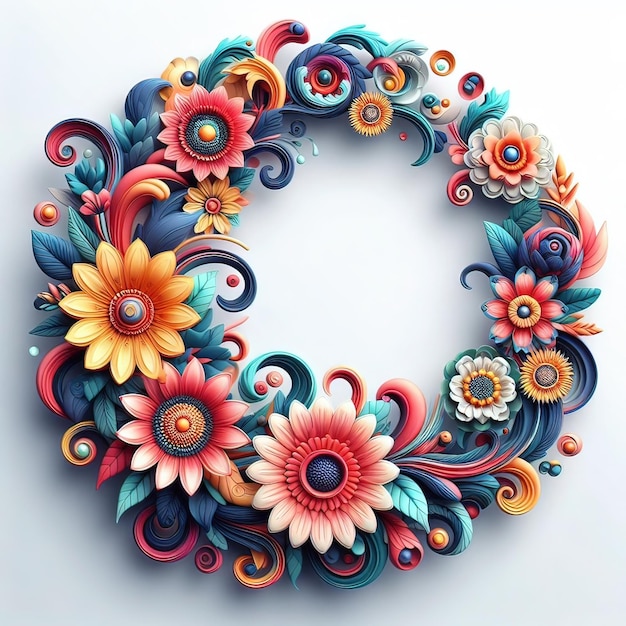 circular 3d flower image on a white background