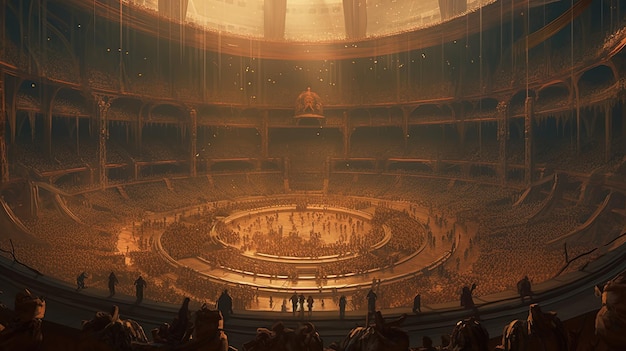 Circular arena digital art illustration Generative AI