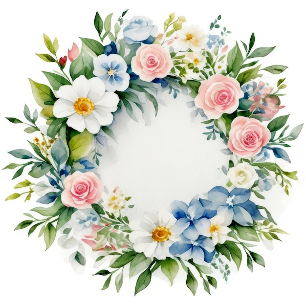 Photo circular bloom frame with leaves