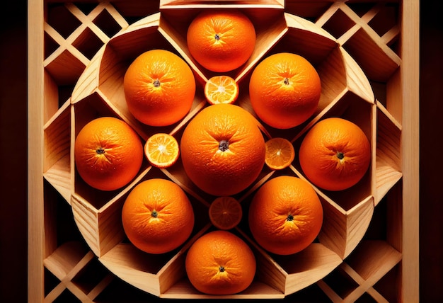 Circular box of oranges generative AI