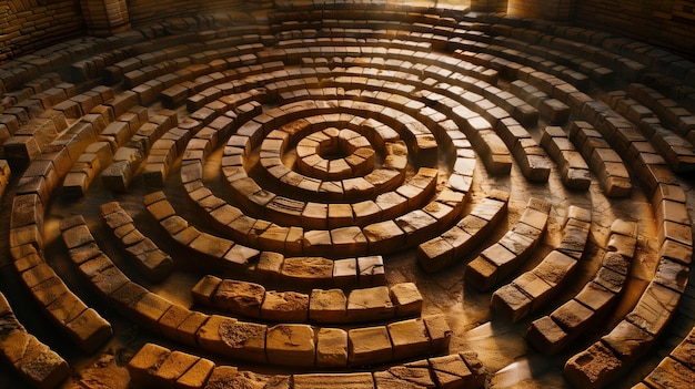 Circular Brick Structure in a Labyrinth Generative AI