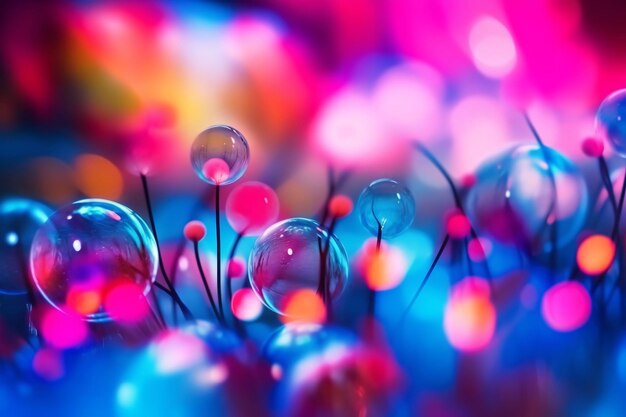 circular bubbles lights bokeh transparent Blue and orange over a colorful neon Abstract background