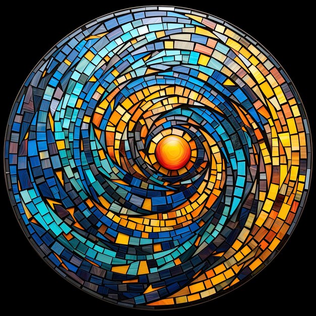 Photo a circular design with a circle of blue and orange colors