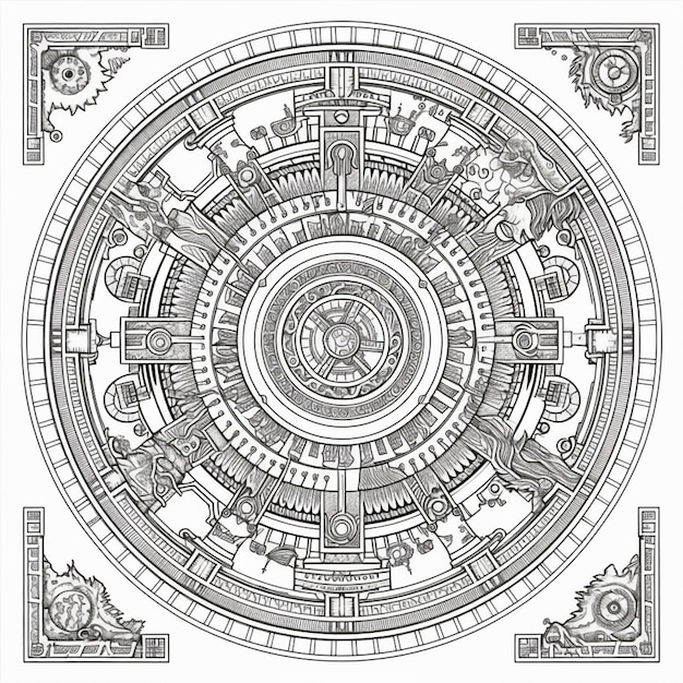 A circular drawing of a calendar with a circular design generative ai